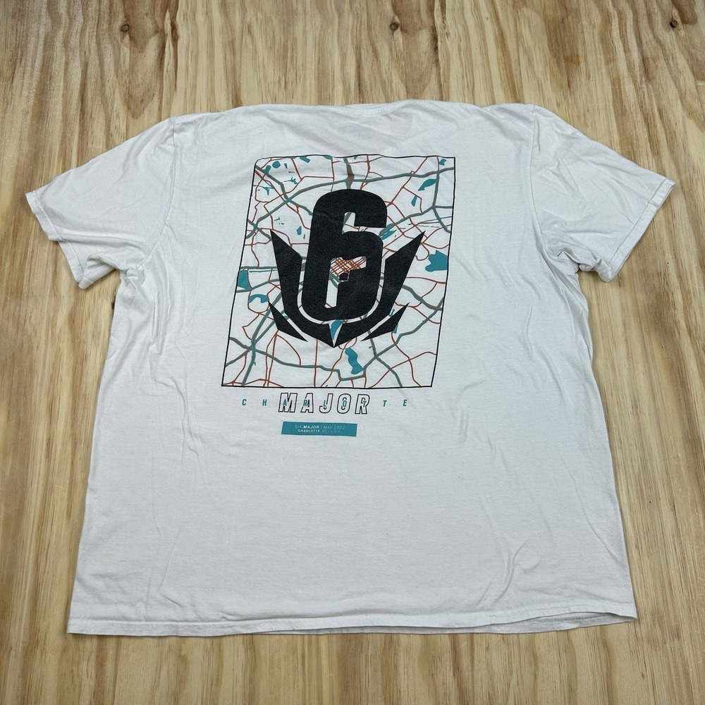 Rainbow Six Major Charlottle NC White T Shirt Short Sleeve Size 2XL esports